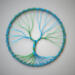 measuring at 5" around this is a mermaid blue and green wire wrapped tree of life branches are delicately balanced